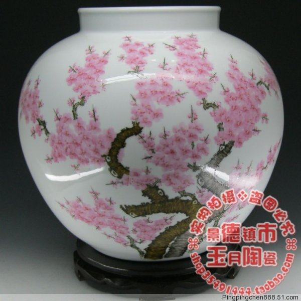 景德镇王文范作品 手绘春满乾坤陶瓷器花瓶陶瓷摆件 大器型工艺品