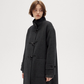 设计感中长款 H家同款 双面羊毛立领牛角扣大衣 韩系宽松高级外套女