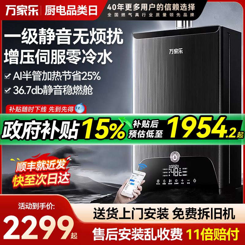 [政府补贴]万家乐RL10零冷水燃气热水器16天然气一级静音家用18升