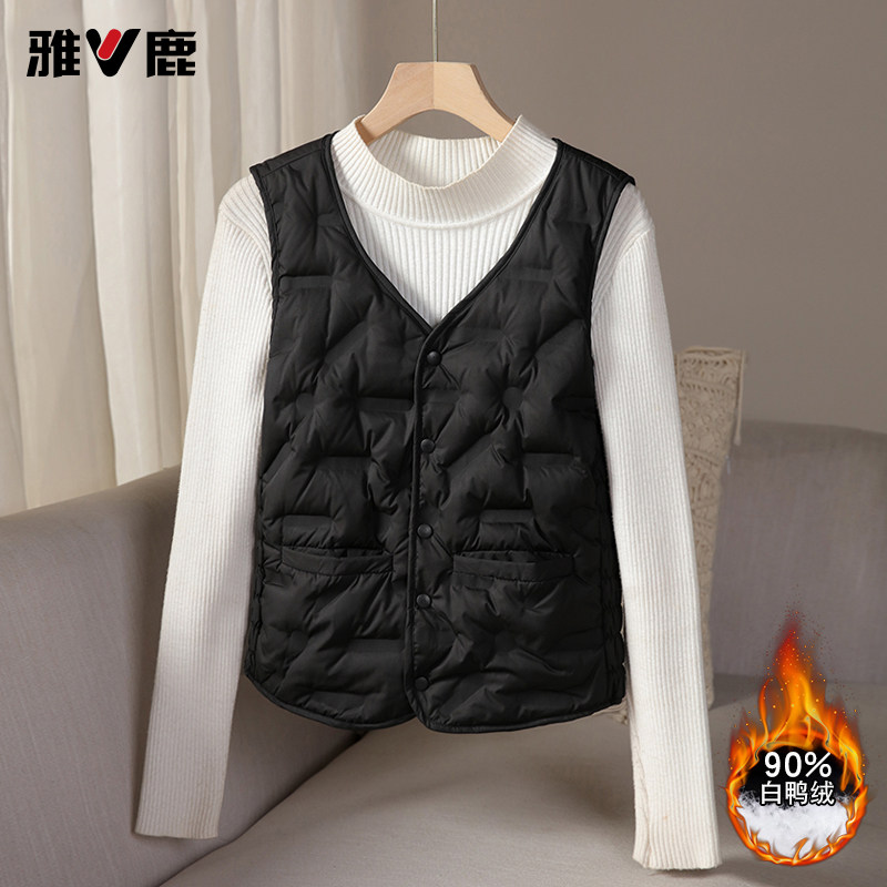 雅鹿秋冬内搭轻薄羽绒马甲女2025年新款背心马夹大衣内搭短款内胆,女装/女士精品,马夹,淘宝优惠券,粉丝福利购,淘宝优惠卷