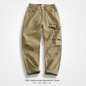 裤 美式 男士 厚实重磅工装 纯棉斜纹梭织宽松直筒裤 男裤 多口袋休闲裤