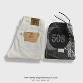 日系Vintage复古赤耳丹宁高端白牛男阿美咔叽直筒微锥白色牛仔裤