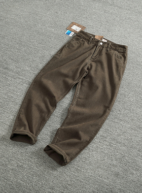 美式简约纯色工装裤男百搭直筒CHINO休闲裤重磅纯棉宽松锥形长裤