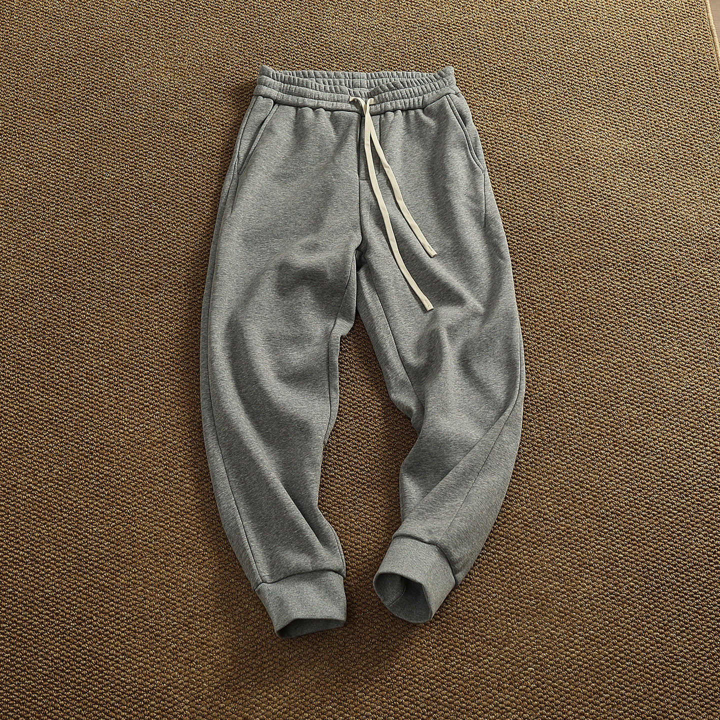 秋冬美式休闲加绒针织灰色卫裤男宽松抽绳百搭潮流运动束脚裤子潮,男装,卫裤,淘宝优惠券,粉丝福利购,淘宝优惠卷