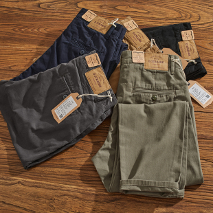 直筒百搭锥形裤 阿美咔叽美式 子男重磅chino休闲裤 裤 复古简约工装