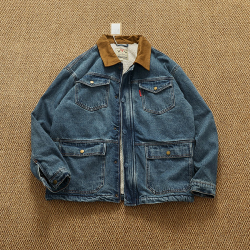 重磅内里羊羔绒加厚牛仔棉服外套