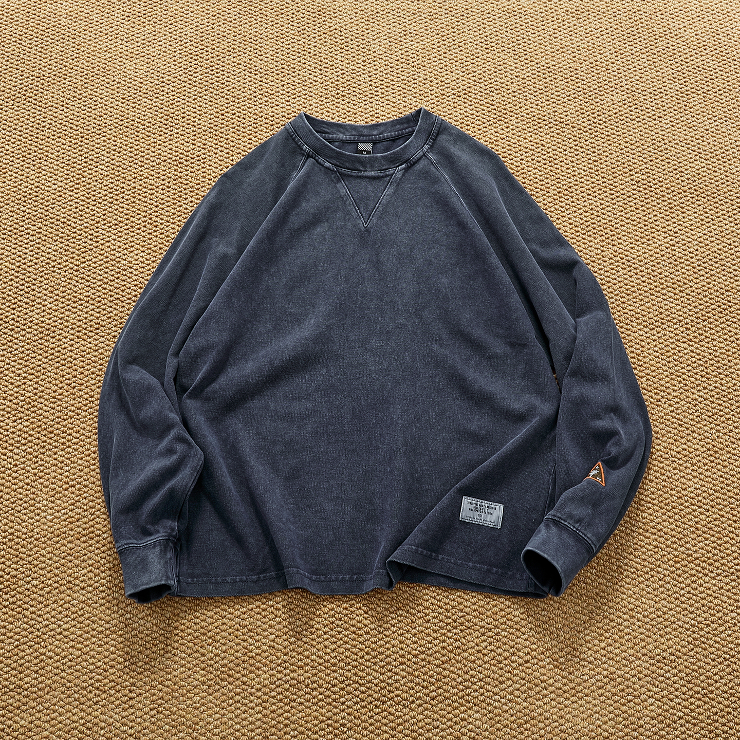 重磅厚实珠地棉圆领套头卫衣男