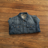 加绒加厚植绒内里保暖牛仔外套男经典 款 美式 秋冬新款 复古工装 夹克