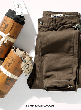 阿美咔叽美式复古休闲裤男秋冬新款重磅纯棉做旧梭织直筒锥形长裤
