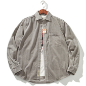 外套做旧衬衫 男装 长袖 粗间条灯芯绒衬衫 秋冬新款 上衣复古重磅厚款