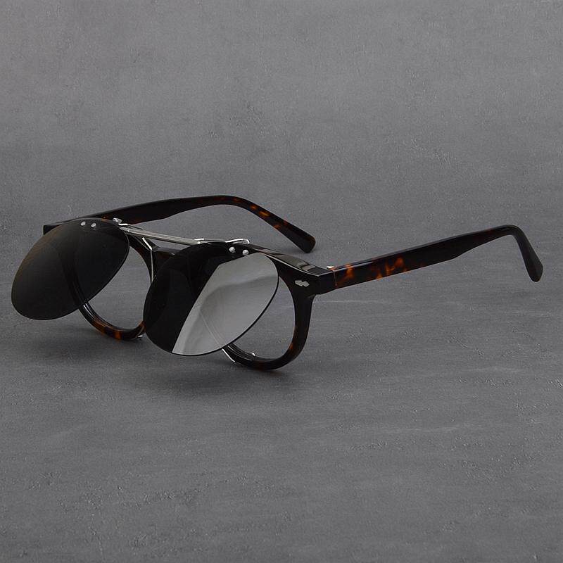 翻盖百搭时尚太阳镜女帅气显瘦潮流可拆复古风偏光墨镜男圆形司机