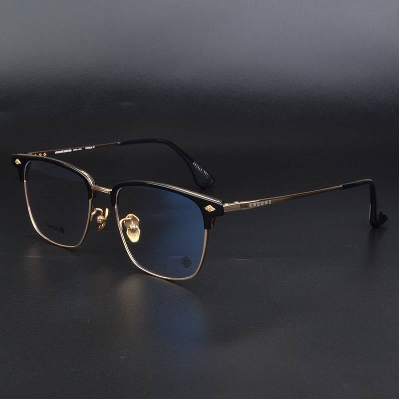 简约高端超轻纯钛眼镜架男款大脸复古百搭板材眼镜女半框可配近视