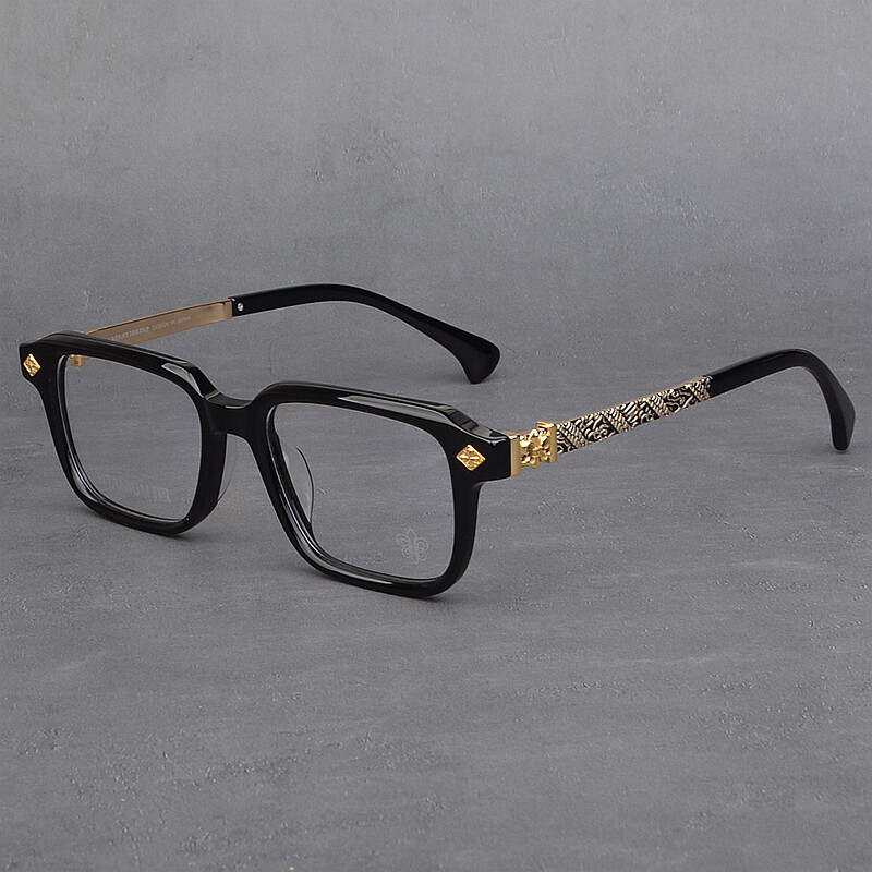 青年龙纹纯钛眼镜框男百搭方形文艺时尚复古板材眼镜架女可配近视