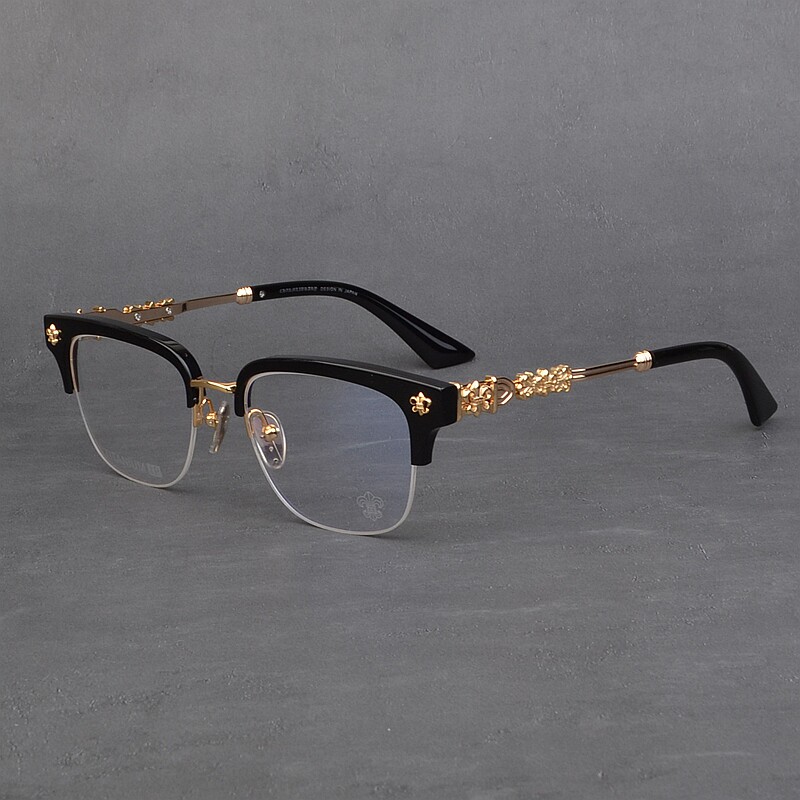 奢华潮牌百搭半框眼镜框男商务复古文艺个性超轻纯钛眼镜架女大脸