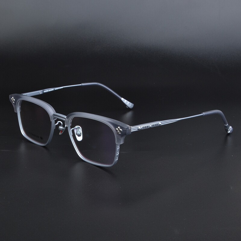 日系百搭超轻纯钛眼镜半框男潮牌大脸个性复古眼镜架女近视防蓝光