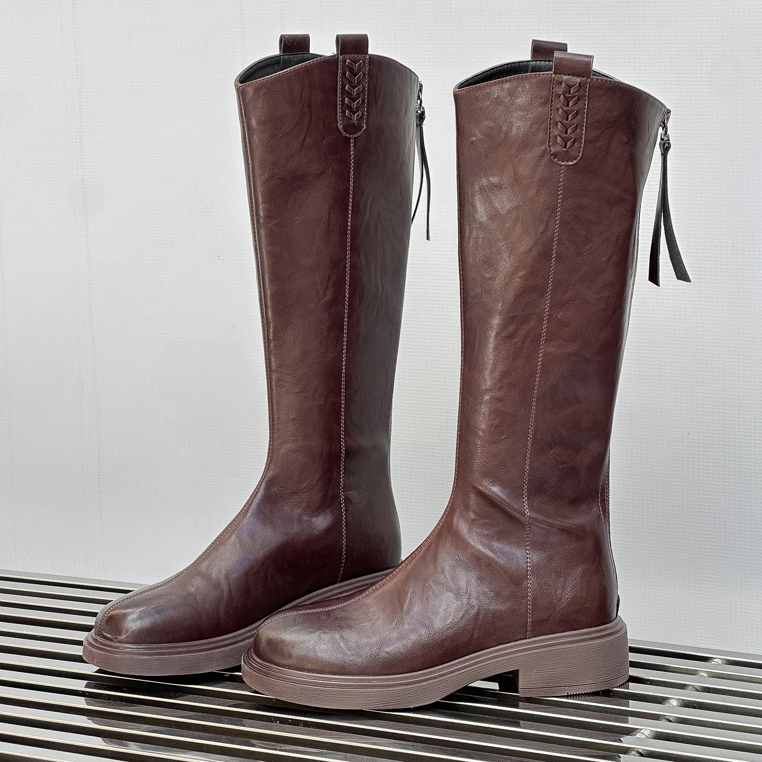 显瘦不过膝厚底长靴高筒骑士靴