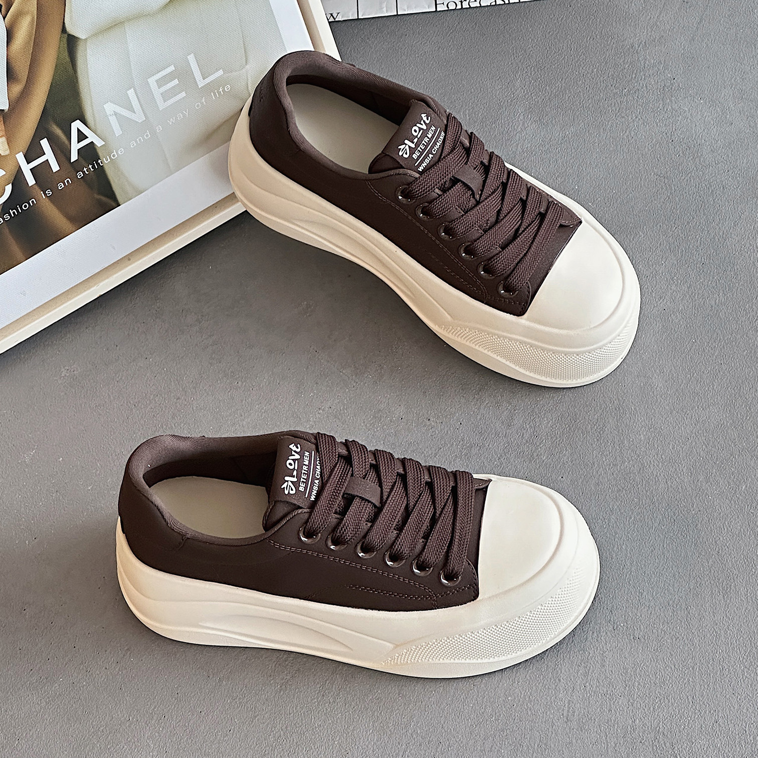 松糕厚底小白鞋配裤子休闲板鞋