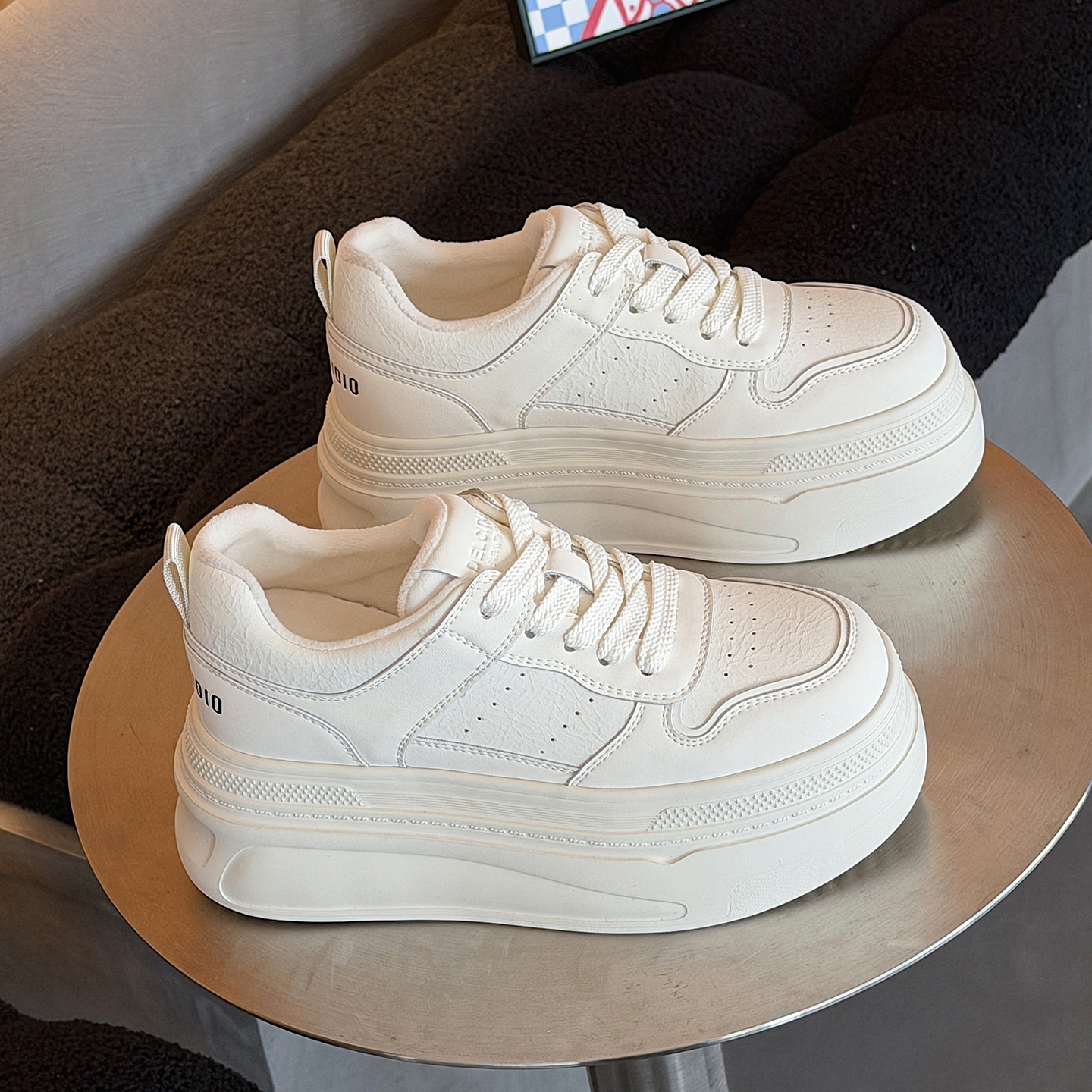 7cm小白鞋真皮百搭小个子松糕鞋