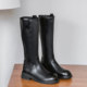 不过膝厚底长筒靴女2025新款 春秋单靴胖妹妹粗腿大筒围高筒骑士靴