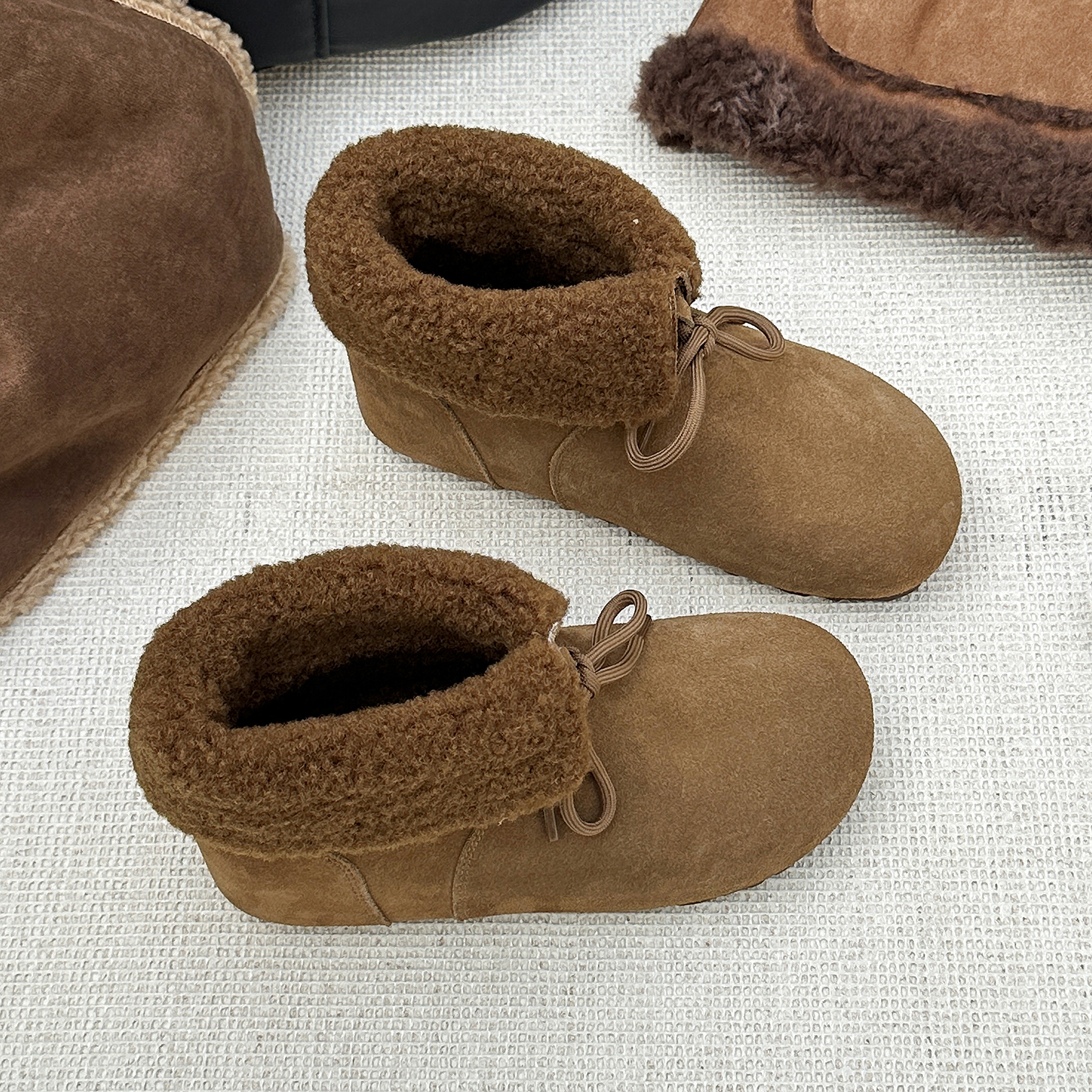 加绒羊羔毛保暖棉靴内增高短靴