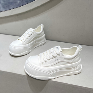 网红爆款 增高鞋 配阔腿裤 春季 厚底松糕鞋 女2026新款 韩版 真皮小白鞋