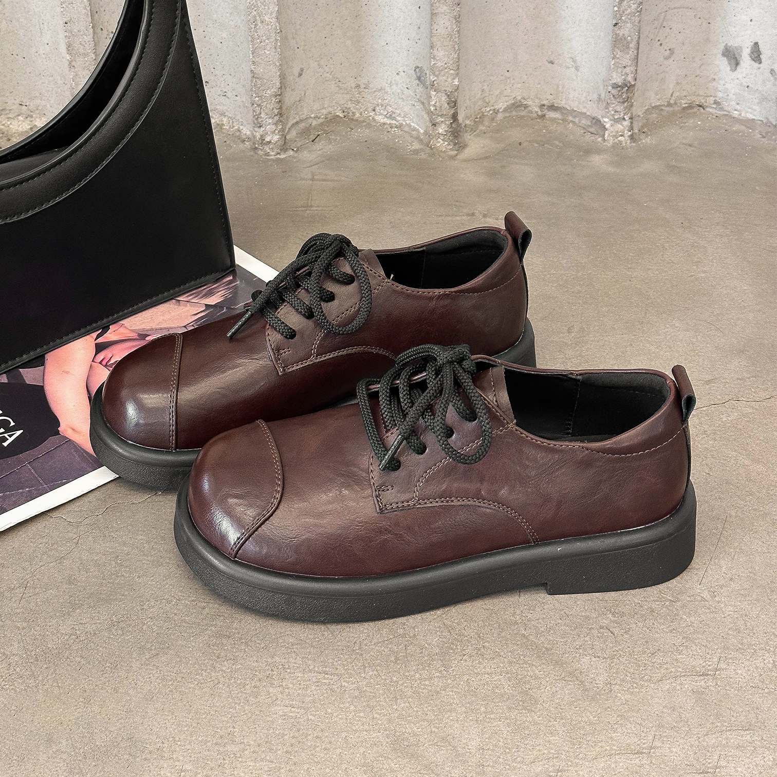 英伦棕色小皮鞋配裙子jk制服鞋