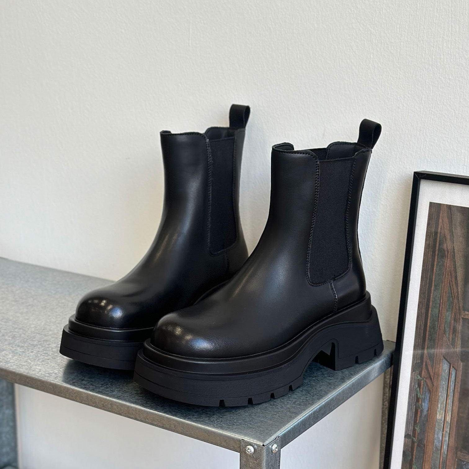 小个子增高厚底靴子女2025新款秋冬加绒爆款真皮短靴配裙子烟筒靴,女鞋,切尔西靴,淘宝优惠券,粉丝福利购,淘宝优惠卷