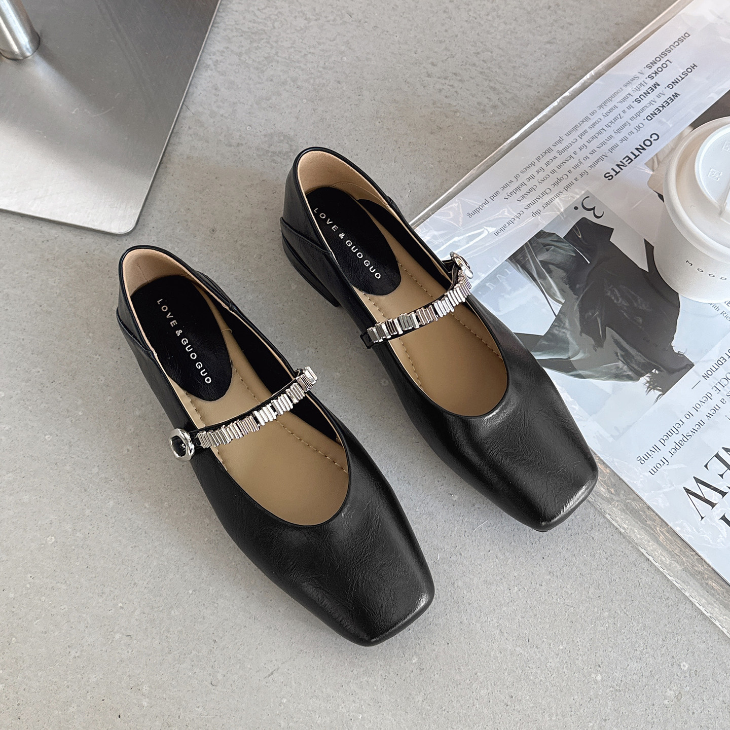 水钻法式玛丽珍鞋女2026新款配裙子方头浅口软底通勤低跟平底单鞋,女鞋,玛丽珍鞋,淘宝优惠券,粉丝福利购,淘宝优惠卷