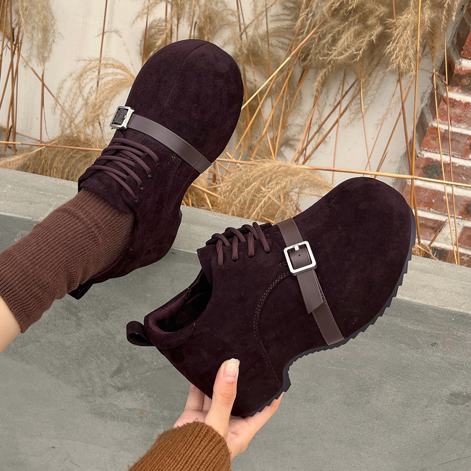 森系丑萌大头全包内增高勃肯鞋