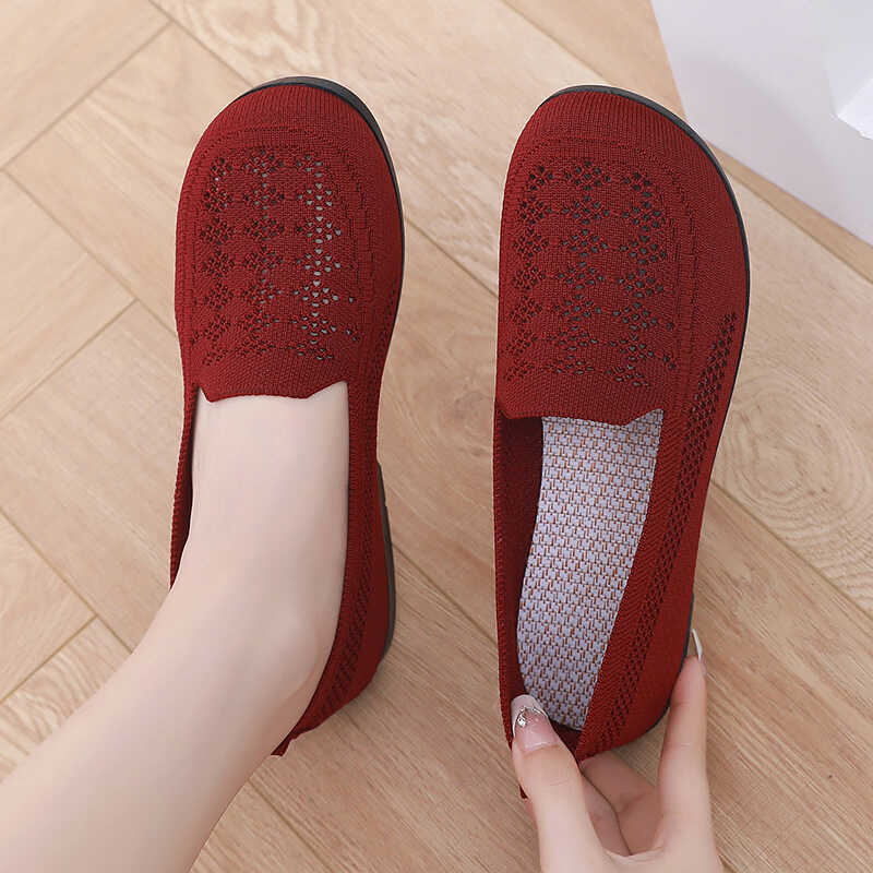 透气夏季防滑中老年一脚蹬女鞋