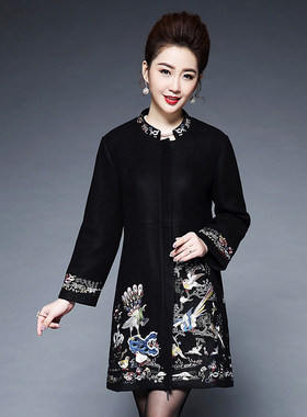 风衣大码呢子秋冬中老年女装