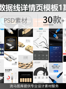 电商淘宝数据线type-c萍果安卓手机充电线简约详情页PSD素材模板