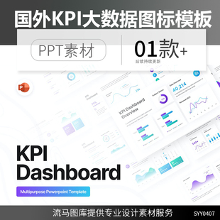 国外商务办公仪表盘风格KPI大数据统计分析图表元素PPT素材模板