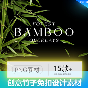 创意简约高清竹叶竹子竹林叠加背景元素图片PNG免扣设计素材模板