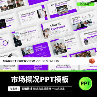 国外高端极简创意数字营销业务产品介绍市场概况PPT设计素材模板