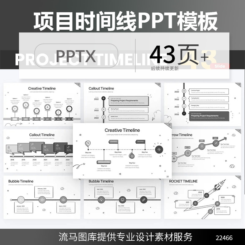 国外高端简约时尚项目时间线时间轴图表图形展示PPT设计素材模板