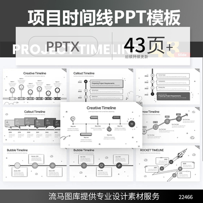 国外高端简约时尚项目时间线时间轴图表图形展示PPT设计素材模板