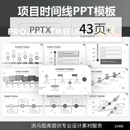 国外高端简约时尚项目时间线时间轴图表图形展示PPT设计素材模板