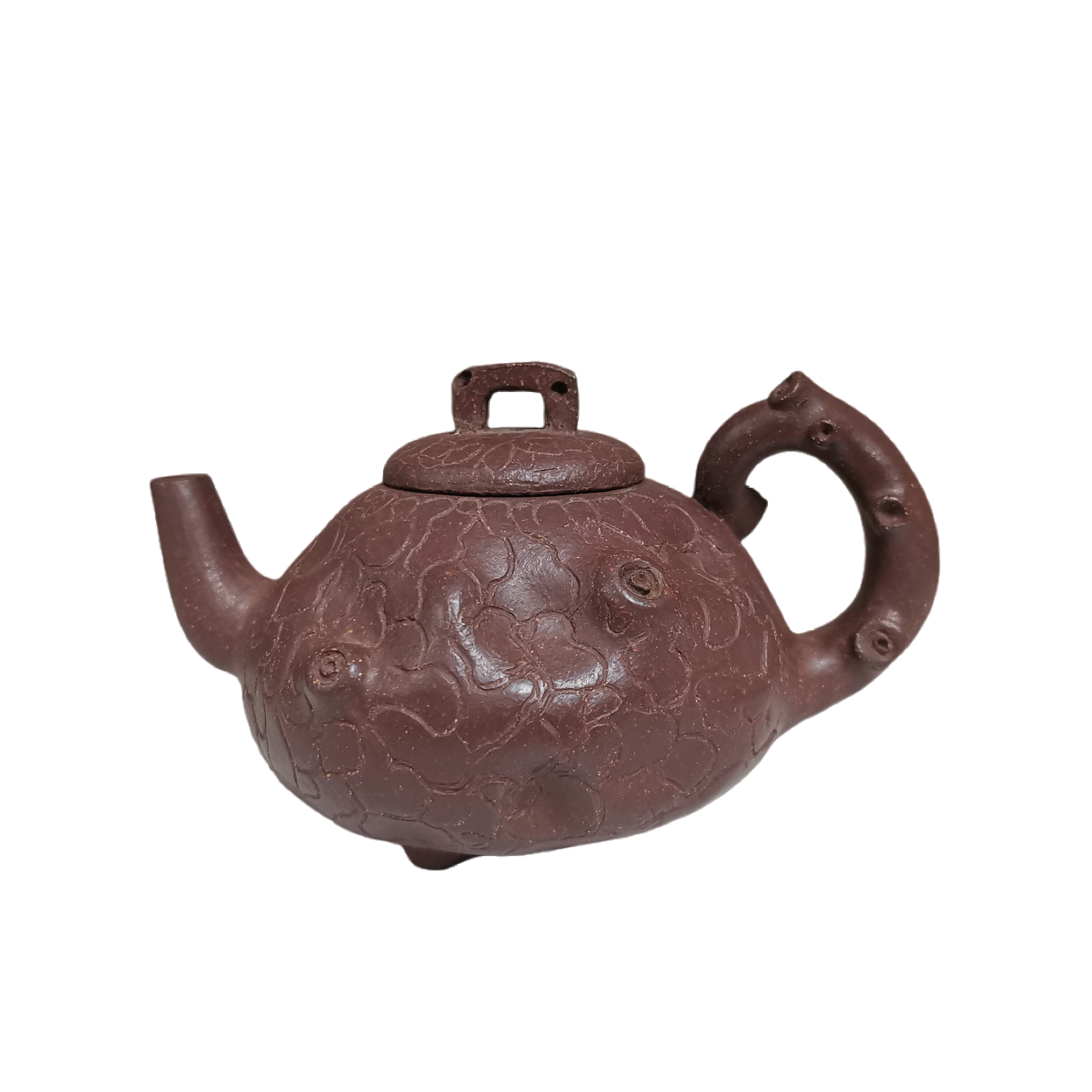 宜兴花器紫砂壶纯手工小品泡茶壶紫泥三足树樱新式供春壶约200ml