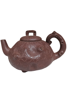 宜兴花器紫砂壶纯手工小品泡茶壶紫泥三足树樱新式供春壶约200ml