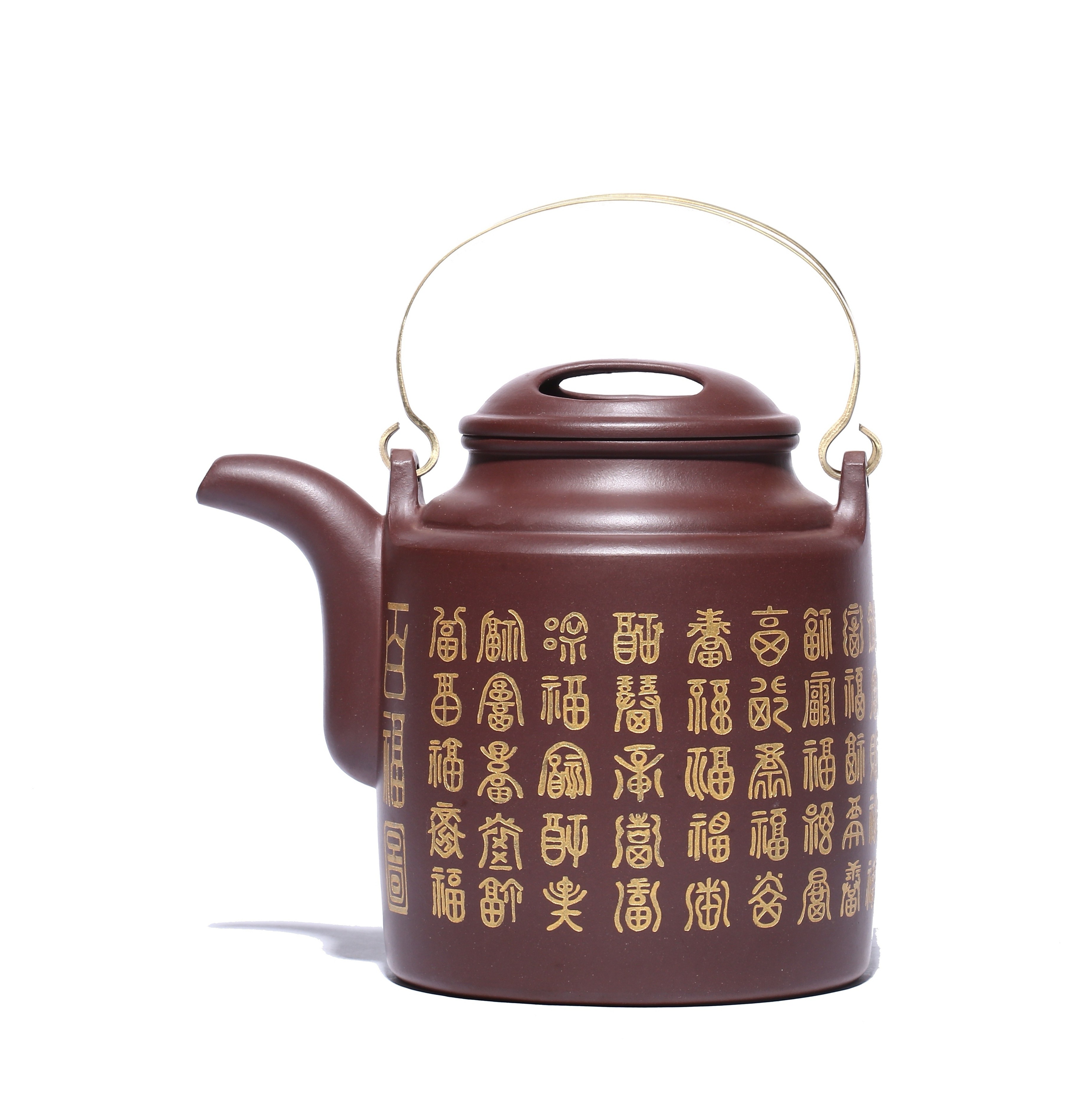 宜兴送礼紫砂壶纯手工大容量泡茶壶摆件紫泥特大百福洋桶壶1200ml