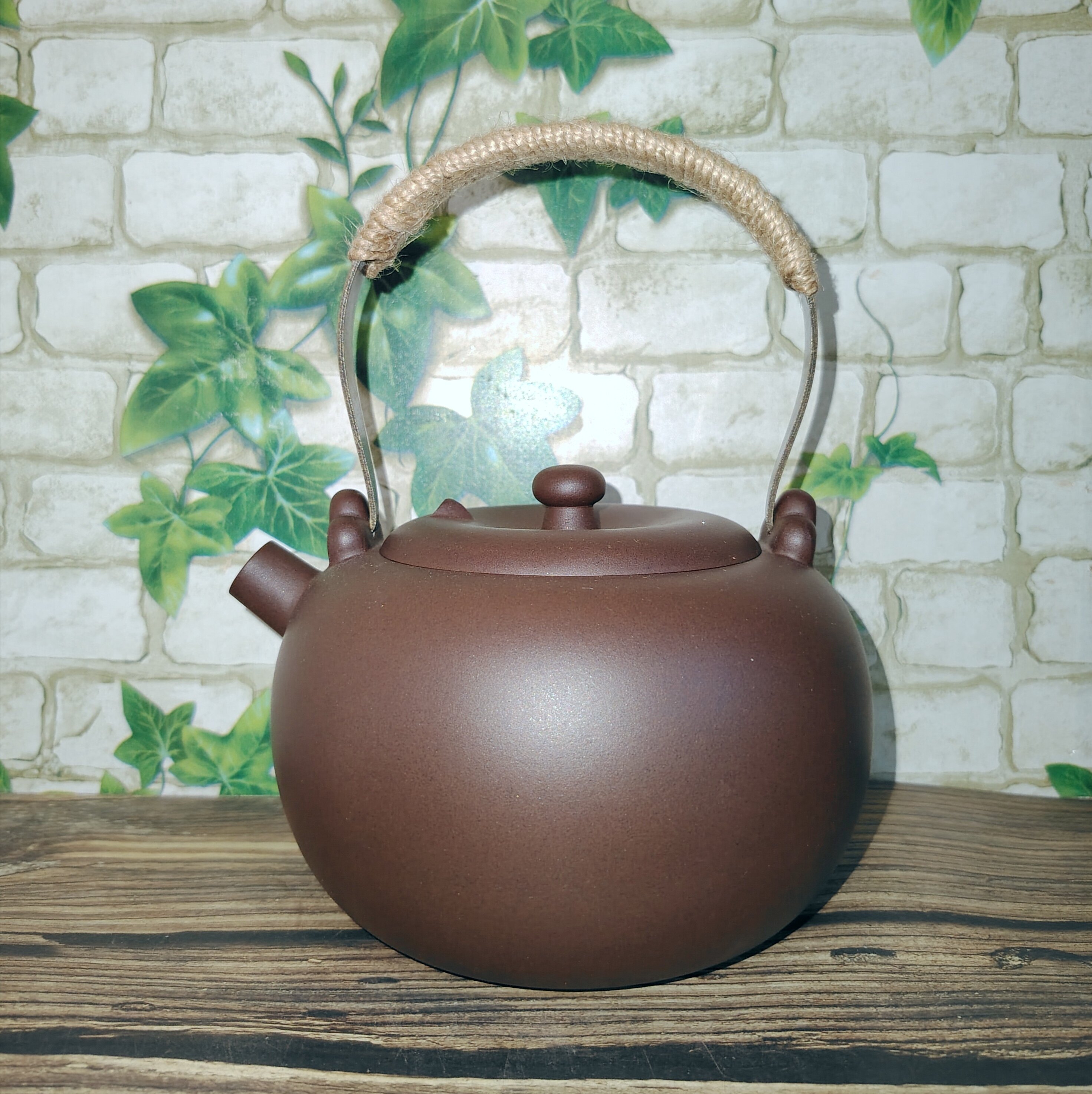 宜兴紫砂壶纯手工烧水壶电陶炉明火煮茶器老紫泥苹果煮水壶1300ml