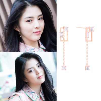 直邮~韩国代购Milton stelle正品 韩素希同款925银镶钻吊坠耳环