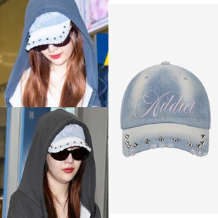 韩国代购 2000ARCHIVES正品 朴秀荣同款字母牛仔铆钉鸭舌棒球帽