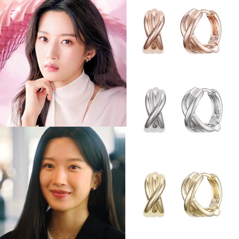 韩国正品HAESOO.L代购 那家伙是黑炎龙 文佳瑛同款925银耳环耳钉