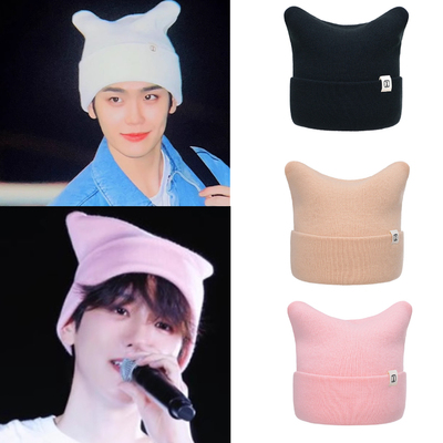 直邮~韩国代购varzar正品 李润奎 边伯贤同款猫耳朵针织帽 男女帽