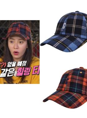 韩国代购 conceptual正品 running man 宋智孝同款格子鸭舌棒球帽