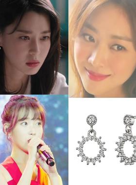 直邮~韩国代购haesool正品 赵宝儿 权娜拉 李知恩 iu同款镶钻耳环