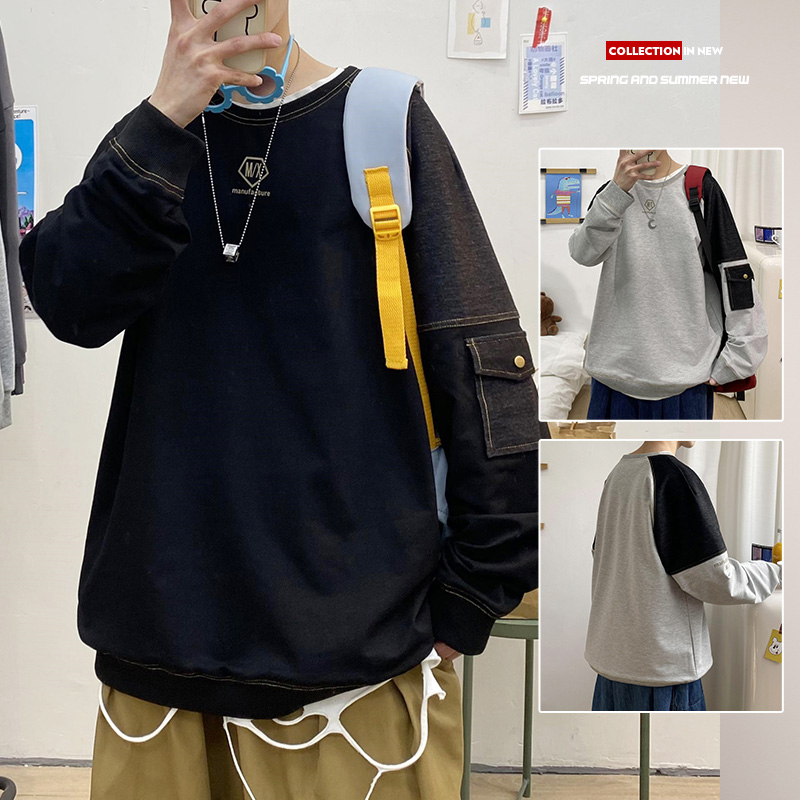 Spring new round neck embroidered sweater for men