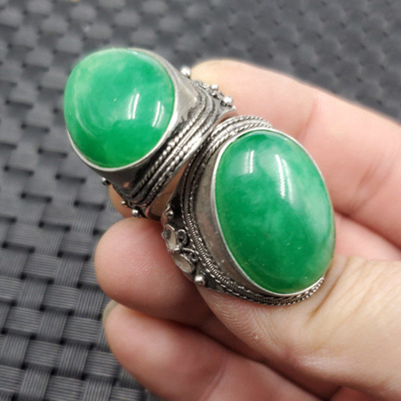 玉石戒指翠玉干青蛋面戒指阳绿活口戒指复古款玉石戒指饰品指环,珠宝/钻石/翡翠,手饰,淘宝优惠券,粉丝福利购,淘宝优惠卷